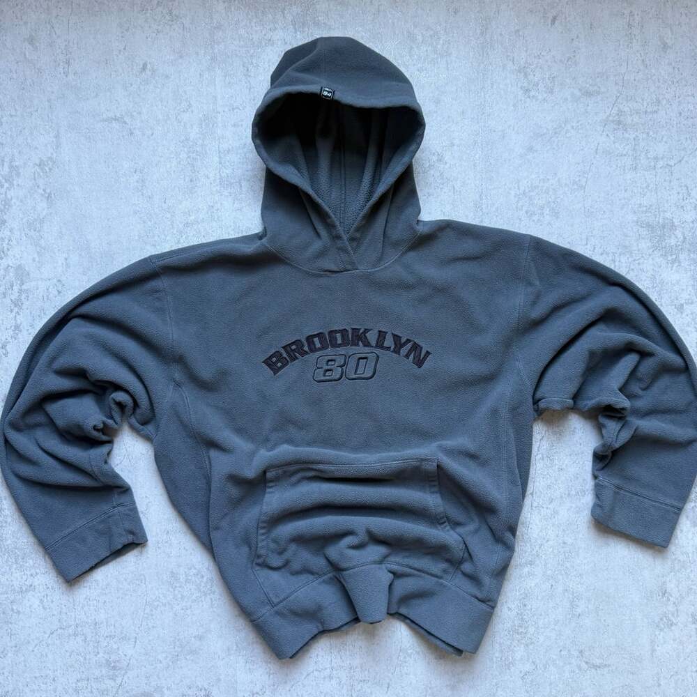 Y2K Old Navy Brooklyn 80 Fleece Hoodie Size XL Gray